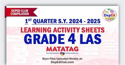 Quarter Grade Learning Activity Sheets Las Worksheets