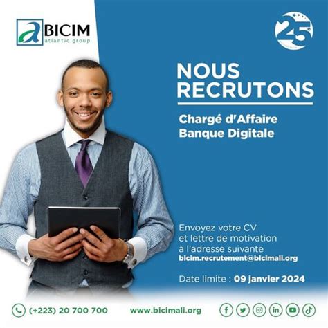 BICIM RECRUTE CHARGE D AFFAIRE BANQUE DIGITALE Y A Bara Offres D