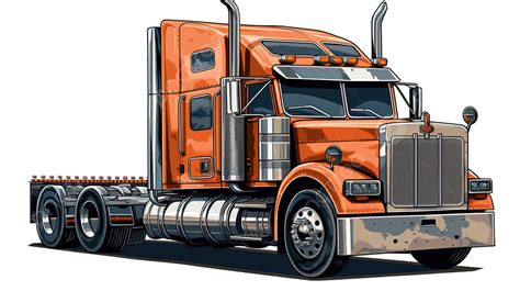 Cartoon Version Of An Orange Semi Truck Background Picture Of Semi