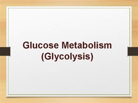 Glucose Metabolism Glycolysis Objectives By the end of