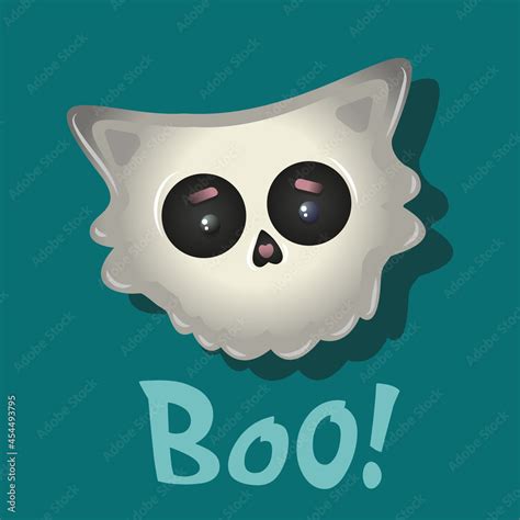 Flat scary cartoon horror skeleton. Cute cats halloween monster ...