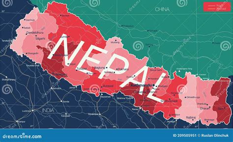 Nepal Country Detailed Editable Map Stock Vector - Illustration of ...