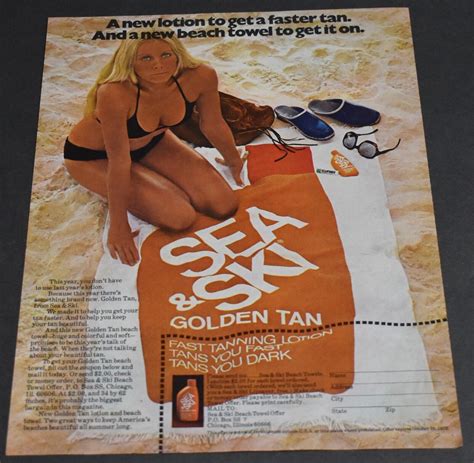 Print Ad Sexy Beach Girl Sea Ski Golden Tan Lotion Blonde Bikini Pinup Ar Ebay