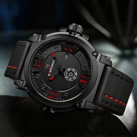 NAVIFORCE Luxury Brand Military Watches Men Quartz Analog 3D Dial ...