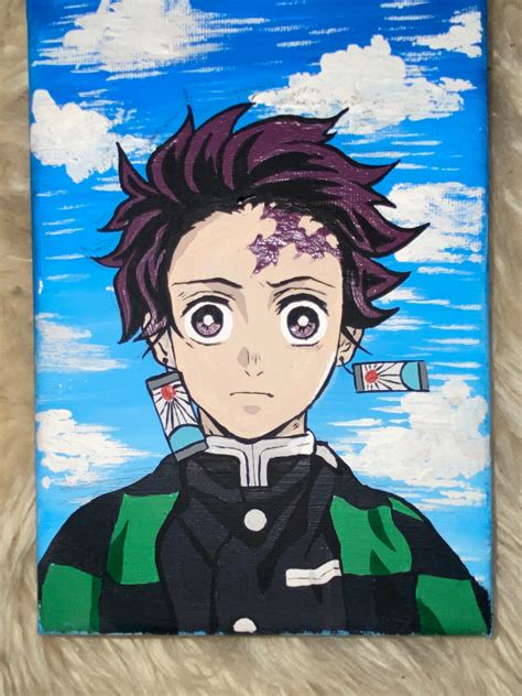 Tanjiro Demon Slayer Canvas Painting Etsy UK