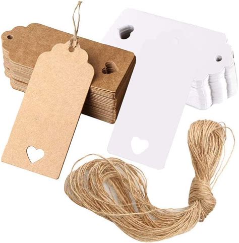 Lot De Tiquettes De Prix En Papier Kraft Avec Ficelle De Jute