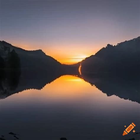 Breathtaking Mountain Lake At Sunset With Ultra High Definition