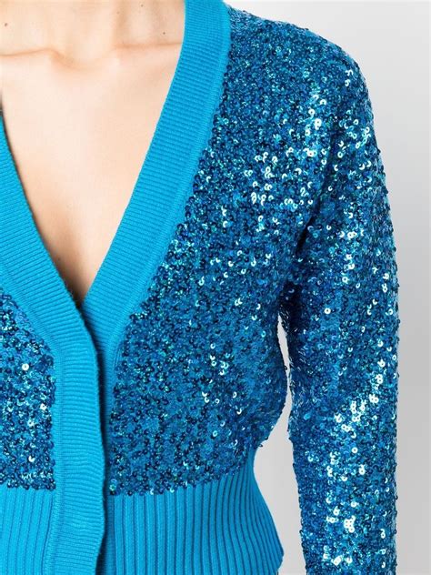 PINKO Sequin Embellished Cotton Cardigan Farfetch