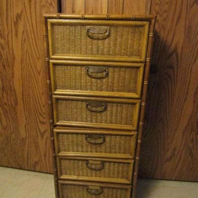 Lingerie Chest Wooden With Wicker Drawer Fronts Approx 22 Wide 15