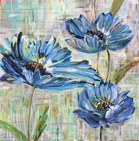 Blue flowers Painting by Aleksandra Hessel | Saatchi Art