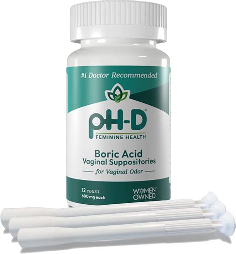 Ph D Feminine Health 600 Mg Boric Acid Suppositories Woman Owned