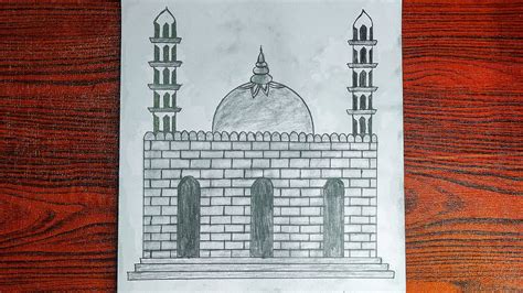 How To Draw Mosque Drawing Step By Step Easy To Drow Masjid