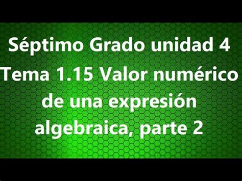 S Ptimo Grado Unidad Tema Valor Num Rico De Una Expresi N