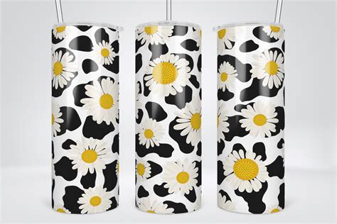 Cow Print Daisy Oz Tumbler Wrap Graphic By Tintin Design Creative