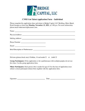 Fillable Online Cnmi Got Talent Application Form Individual Fax Email