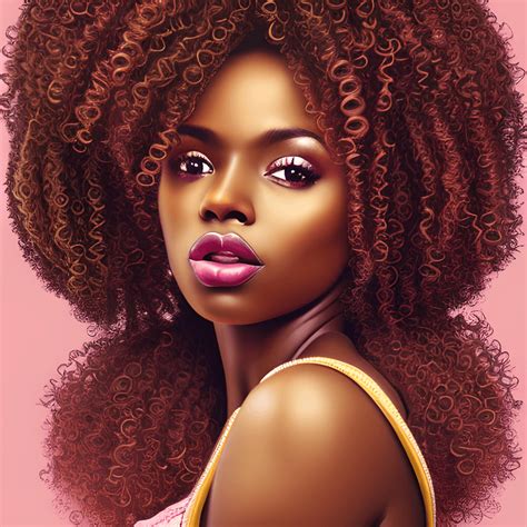 Melanin Light Brown Skinned Woman With Big Curls · Creative Fabrica