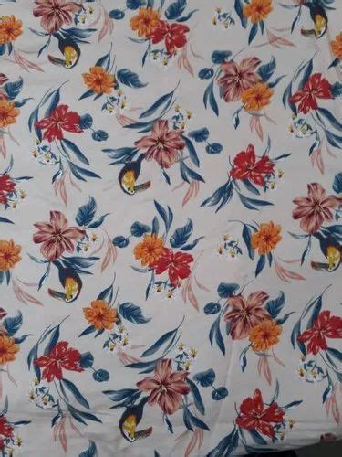 White Floral Print Flower Printed Rayon Fabric Width 54 Inch At Rs 70