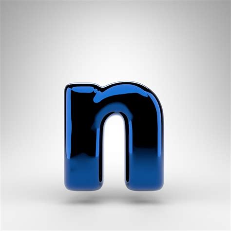 Premium Photo Letter N Lowercase On White Background Blue Chrome 3d