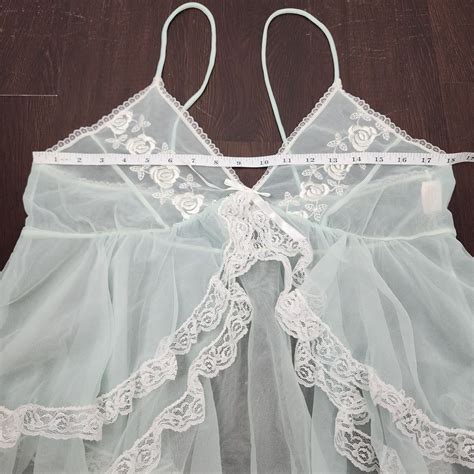 Vintage S S Lingerie Aqua Blue BABYDOLL Sheer Chi Gem
