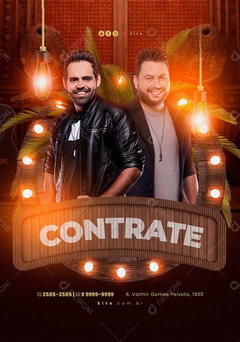 Flyer Sertanejo Contrate Social Media PSD Editável download Designi