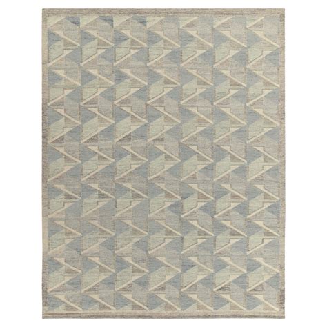 Rug And Kilim S Scandinavian Style Kilim Rug In Blue And Gray Geometric