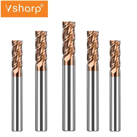 Vsharp HRC55 Tungsten Carbide Steel Milling Cutter 4 Flutes NANO Coated