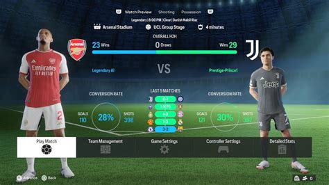 Ea Sports Fc 24 Arsenal Vs Juventus Full Gameplay Ps5 Youtube