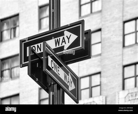 One way traffic signs Black and White Stock Photos & Images - Alamy