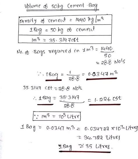 What Is The Density Of Cement In Kg M3