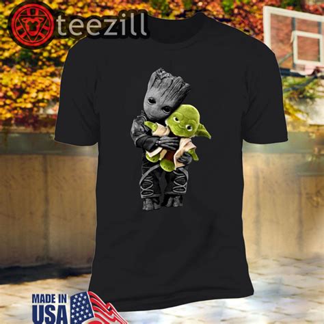 Baby Groot Hugging Baby Yoda Shirts Teezill