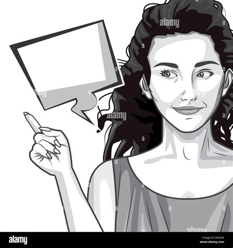 Pop Art Beautiful Woman Cartoon In Black And White Stock Vector Image