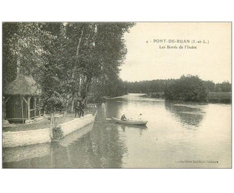 Carte Postale Ancienne Pont De Ruan Canotier Bords De L Indre