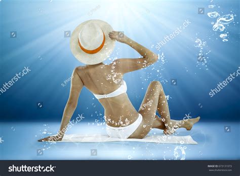 Slim Sexy Woman Bikini Water Splash Stock Photo Shutterstock
