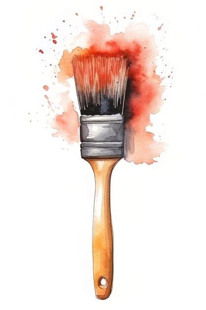 Premium AI Image | Watercolor painting of a paint brush with a red brush and a red brush with a ...