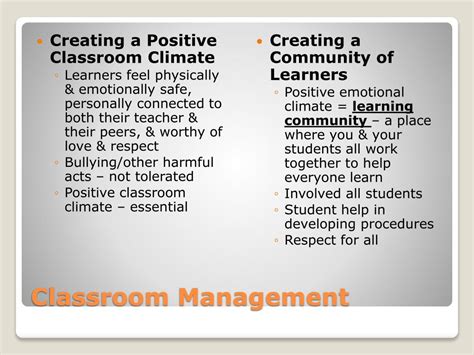 Ppt Classroom Management Creating Productive Learning Environments Powerpoint Presentation