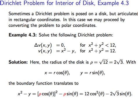 Solved Solve The Following Dirichlet Problem Of A Disk In