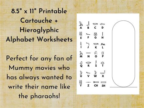 Ancient Egyptian Hieroglyphic Alphabet Cartouche Printable Etsy