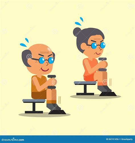 Cartoon Raise The Dumbbell Exercises Vector Illustration ...