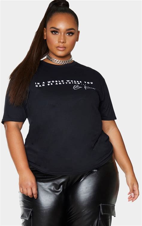 Plus Black Be Kind Slogan T Shirt Plus Size Prettylittlething Aus