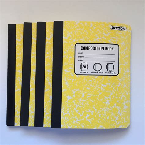 4 Unison Composition Books 80 Sheets Each College Ruled 975” X 75