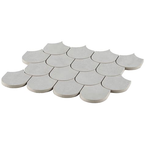 Buy Bond Nimbus Silver Fishscale Plume Matte Porcelain Mosaic Tile