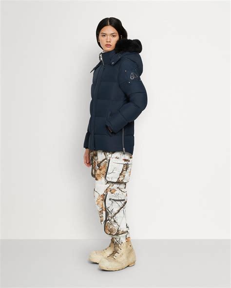 Moose Knuckles Women Cloud 3q In Navy With Black Shearling Faded Soul