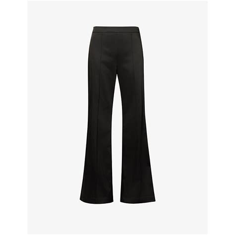 Jonathan Simkhai Jordana Bootcut Leg Mid Rise Stretch Satin Trousers