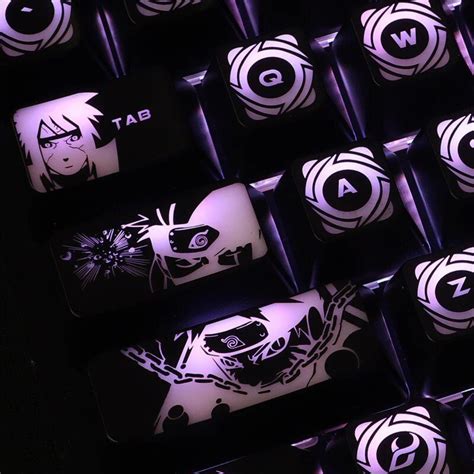 Backlit Naruto Keycaps Set Akatsuki Anime Black Gaming Keysium