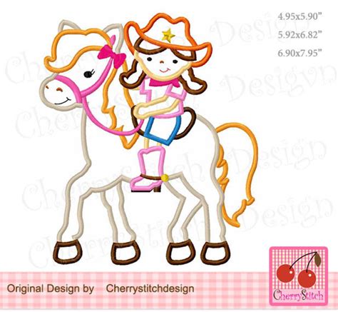 Cowgirl Machine Embroidery Applique Design For 5x7 6x10 And Etsy