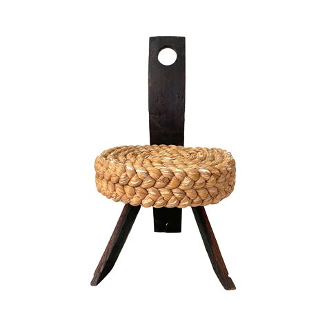 Small French Sculptural Wood And Woven Rush Chair The Window