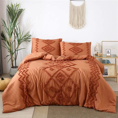 Amazon PERFEMET Burnt Orange Comforter Set Queen Size 3Pcs Tufted