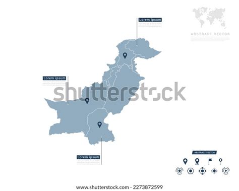 Pakistan Map Infographic Blue Navigator Pin Stock Vector Royalty Free