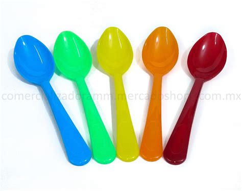 Pack De 50 Cuchara Plastica Reutilizable Economica D Colores MercadoLibre