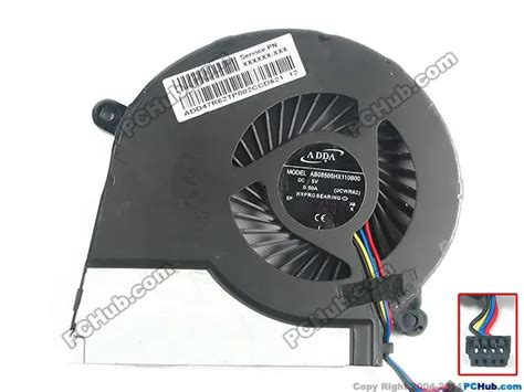 ADDA AB08505HX110B00 0CWR62 724870 001 DC 5V 0 50A 4 Wire Server Blower